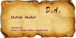 Dufek Andor névjegykártya