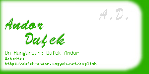 andor dufek business card